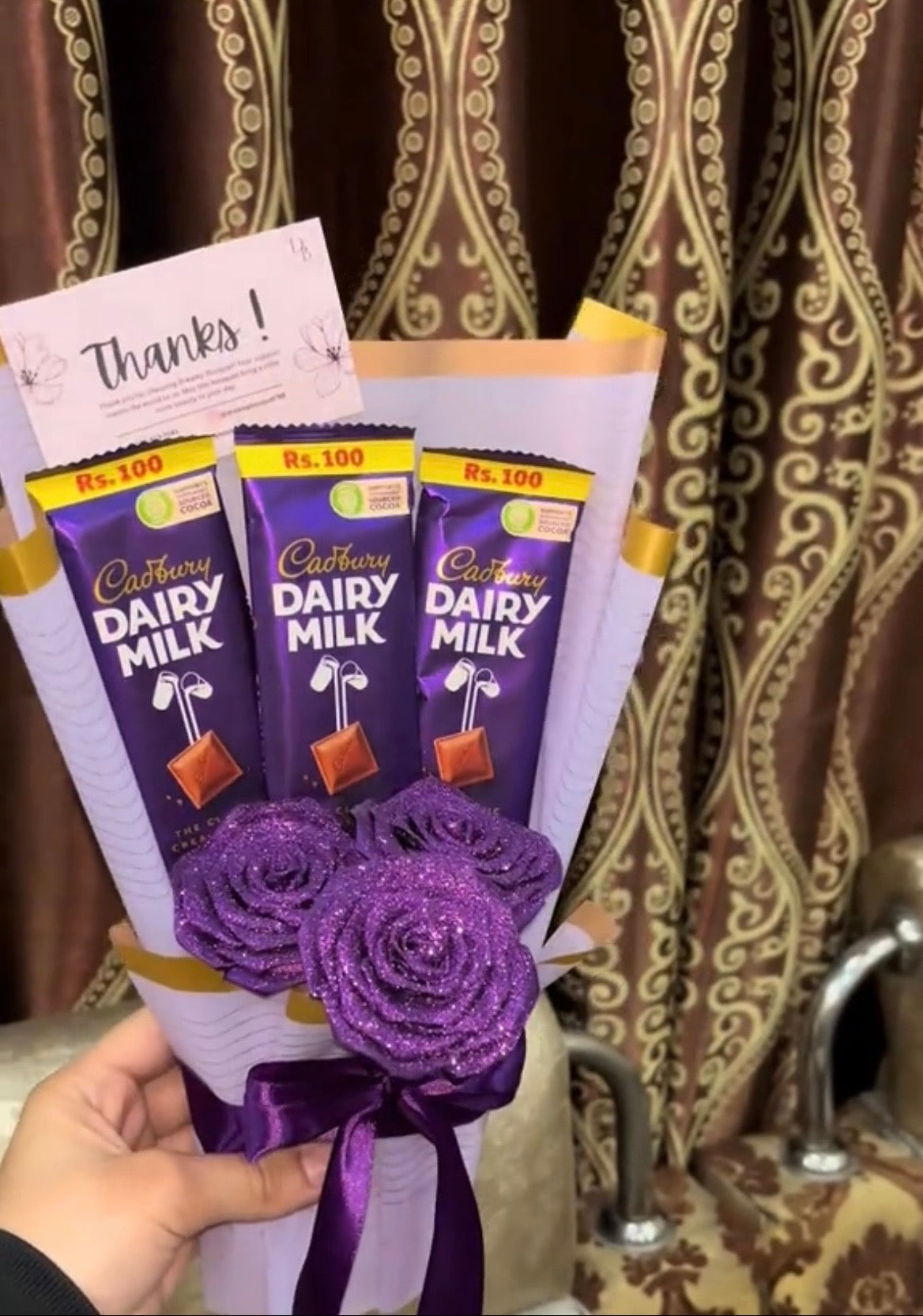 3 roses chocolate bouquet