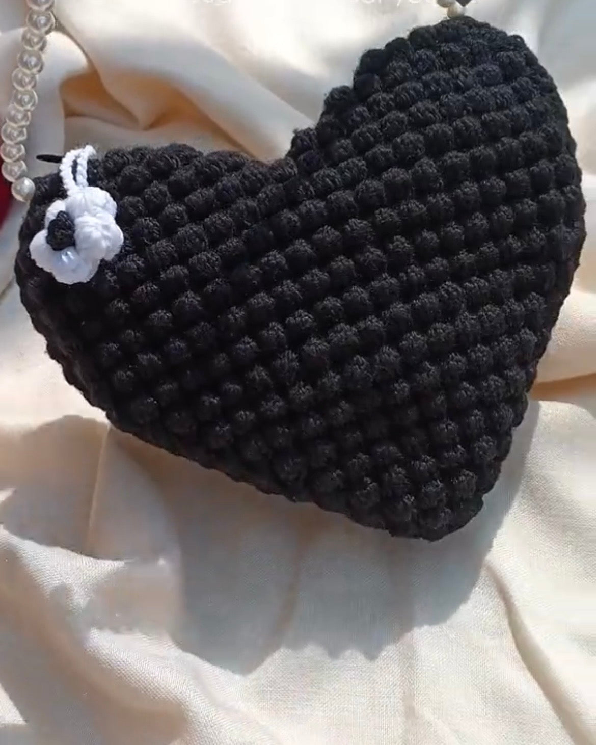 Crochet heart shaped bag