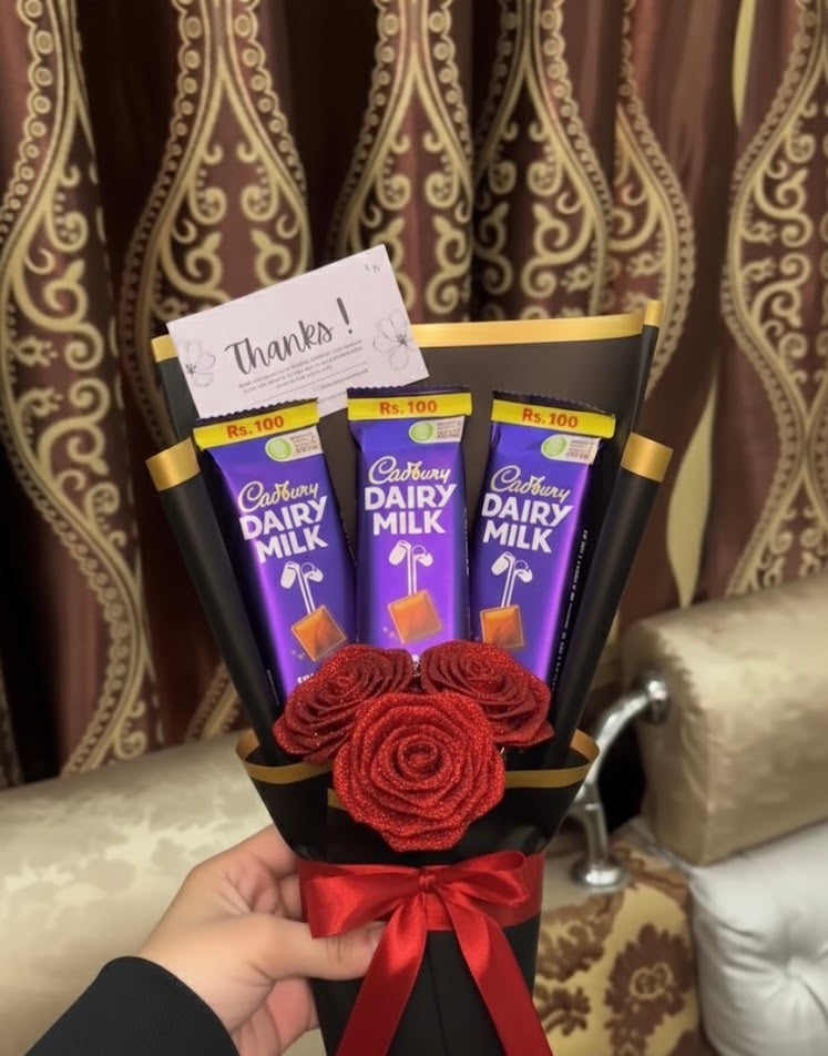 3 roses chocolate bouquet