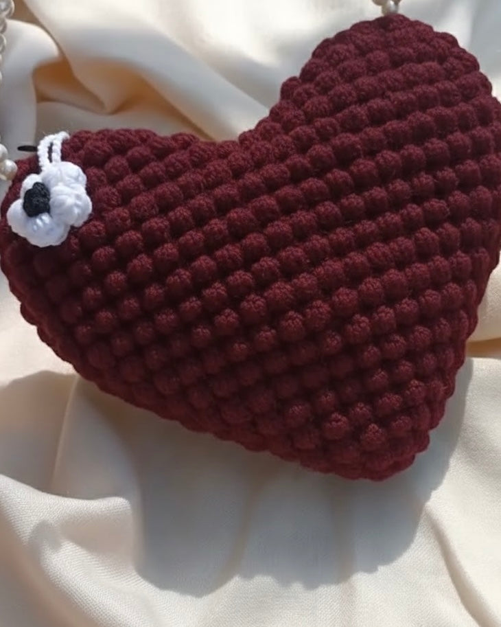 Crochet heart shaped bag
