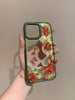 Handmade Resin Phone Case with Red Flowers & Butterflies